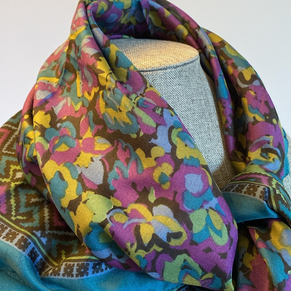 Vintage CYBELE Italian made Teal Tones Scarf